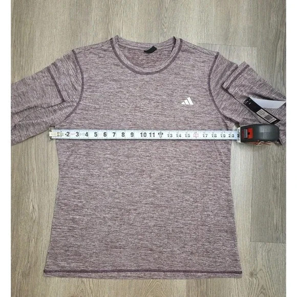 Adidas Women’s Long Sleeve Tech Tee Heather Shadow Fig Size L - Picture 2 of 8